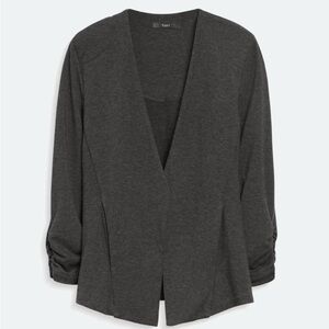 Dark Gray Knit Collarless Blazer